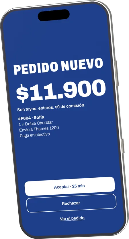 Pantalla de la app: Pedido nuevo.
