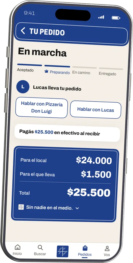 Pantalla de la app: Lo sigue en el mapa.